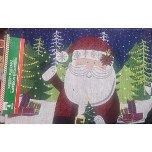 NWT Christmas House Santa Tapestry Placemat 13x19 Holiday Table Decor Set Of 6